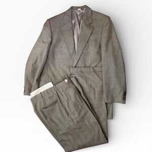 Luxury American Tailors Men’s Brown Glen Plaid 2-Piece Suit 44R 36x32 Windowpane